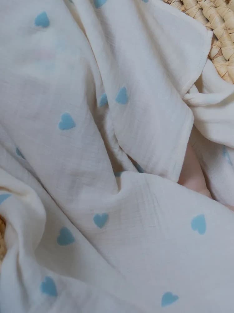 Плед - пеленка "Сердечки" 110х110, Голубой