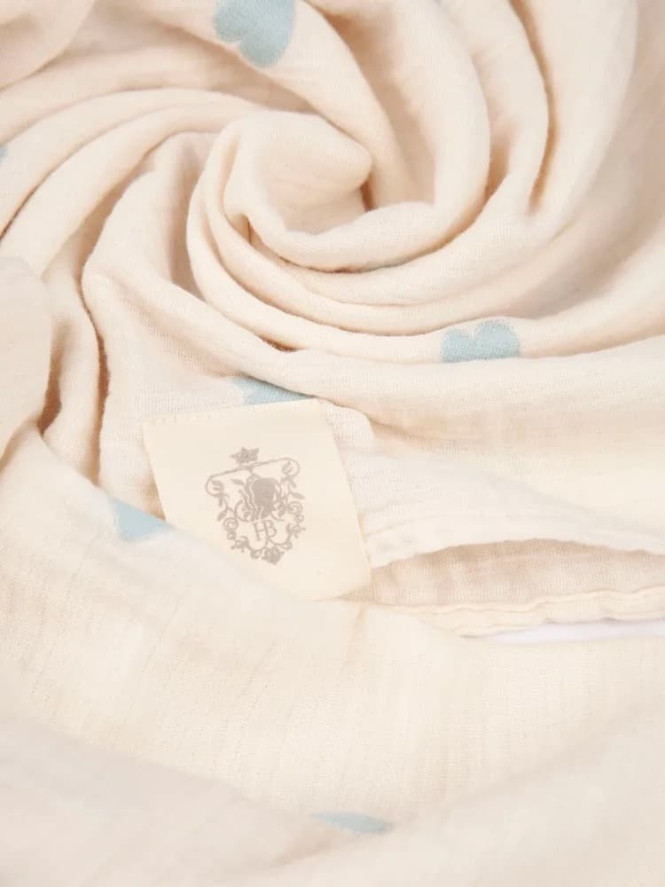 Плед - пеленка "Сердечки" 110х110, Голубой