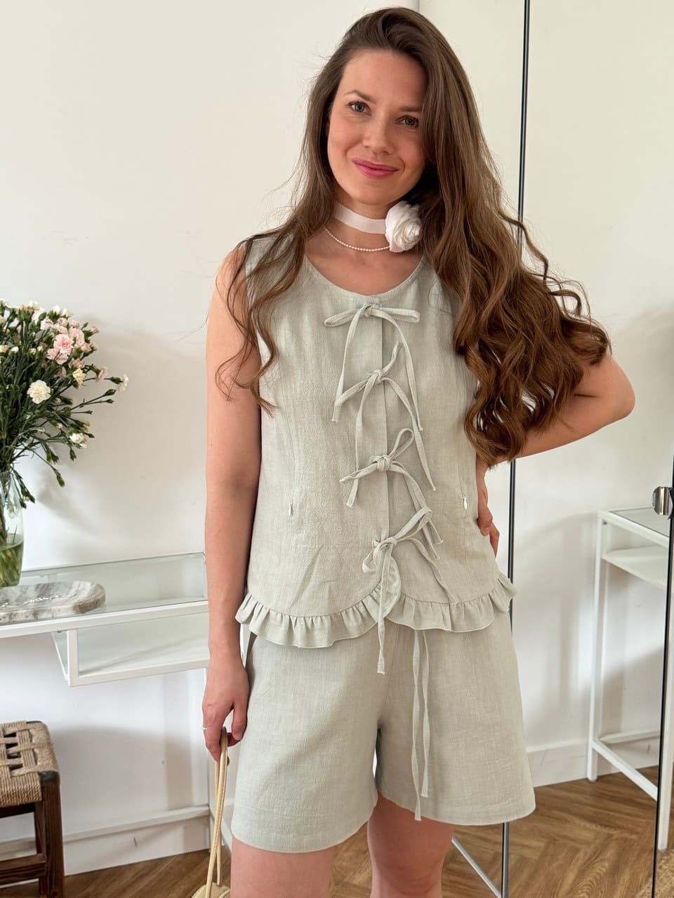 Жилет Summer на завязках из крапивы, Мятный