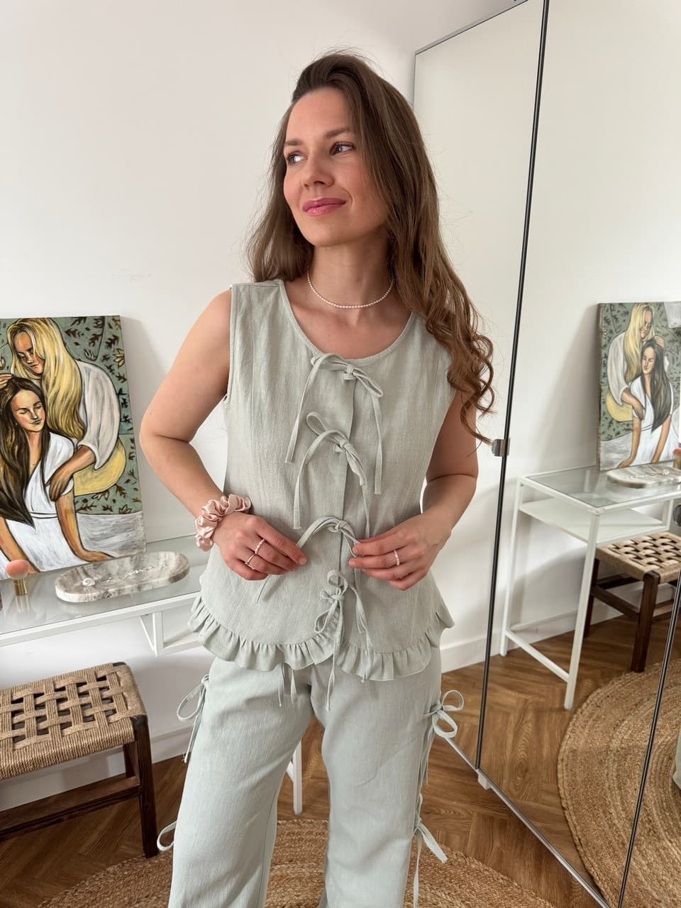 Жилет Summer на завязках из крапивы, Мятный