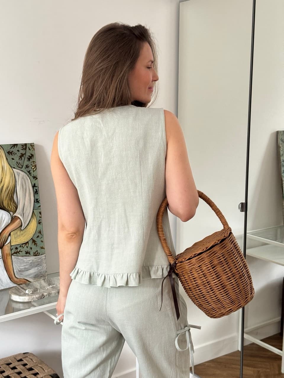 Жилет Summer на завязках из крапивы, Мятный