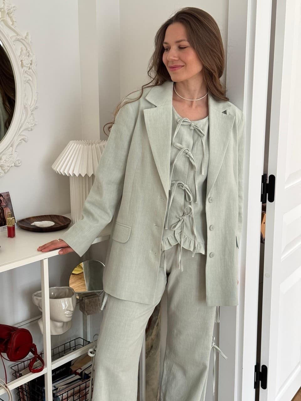 Жилет Summer на завязках из крапивы, Мятный