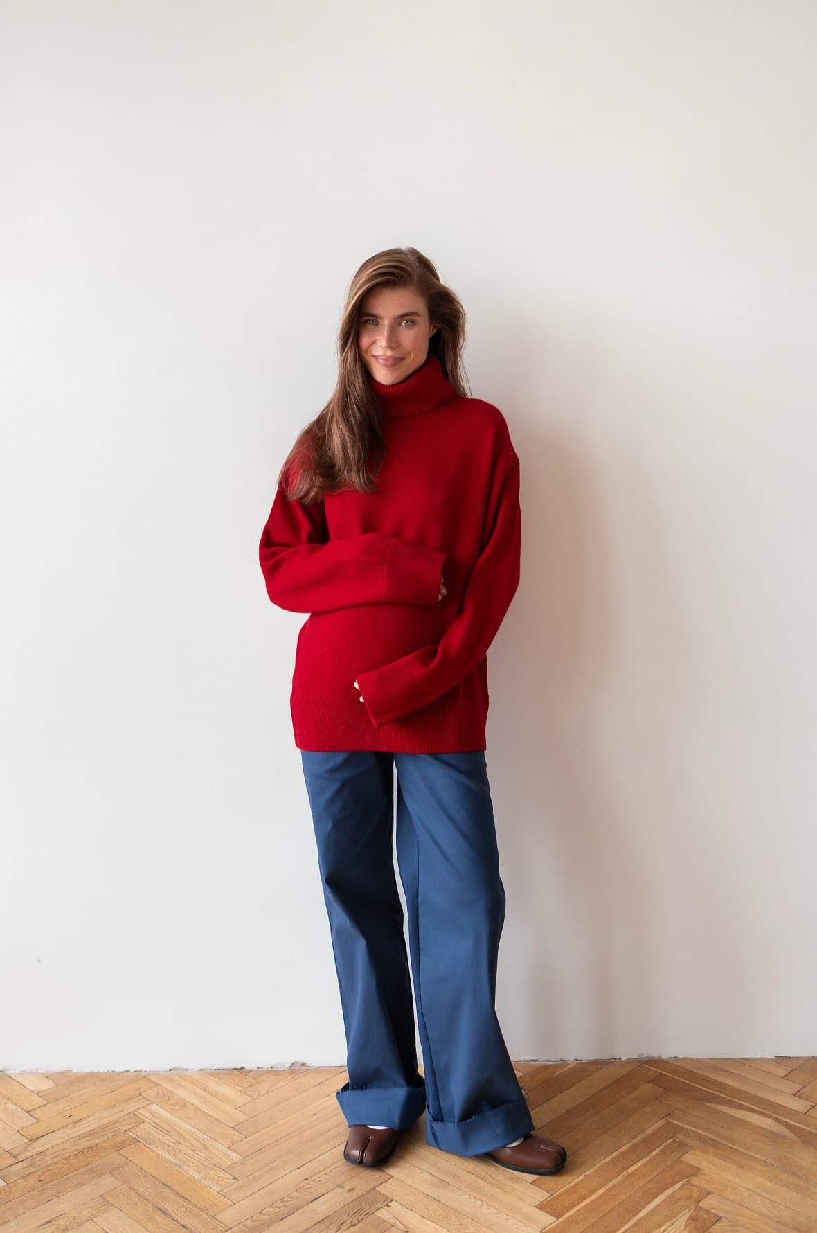 Джинсы для беременных свободные, Темно-синий