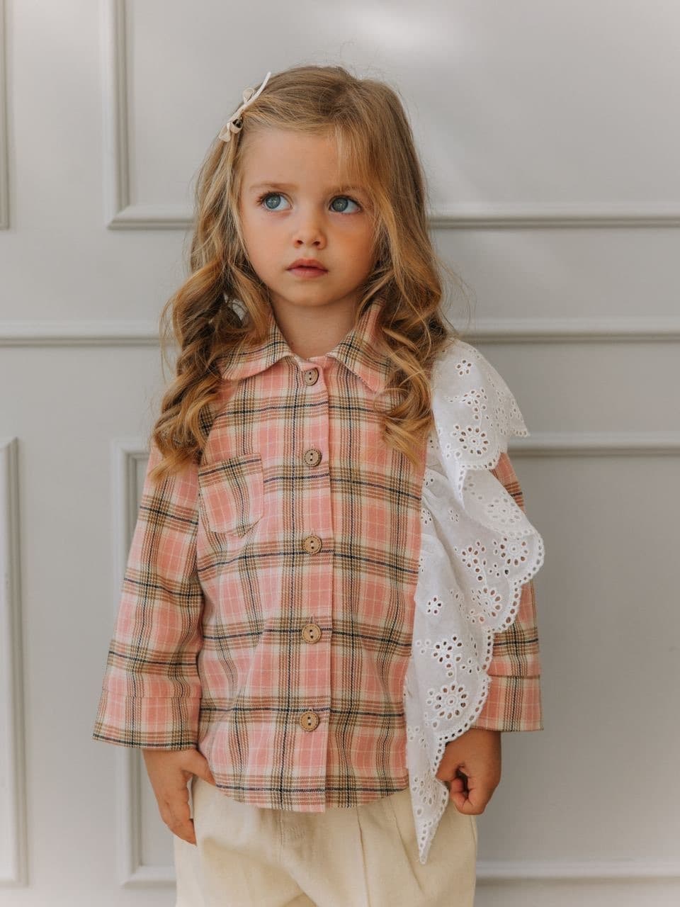 Рубашка с воланом, Розовый