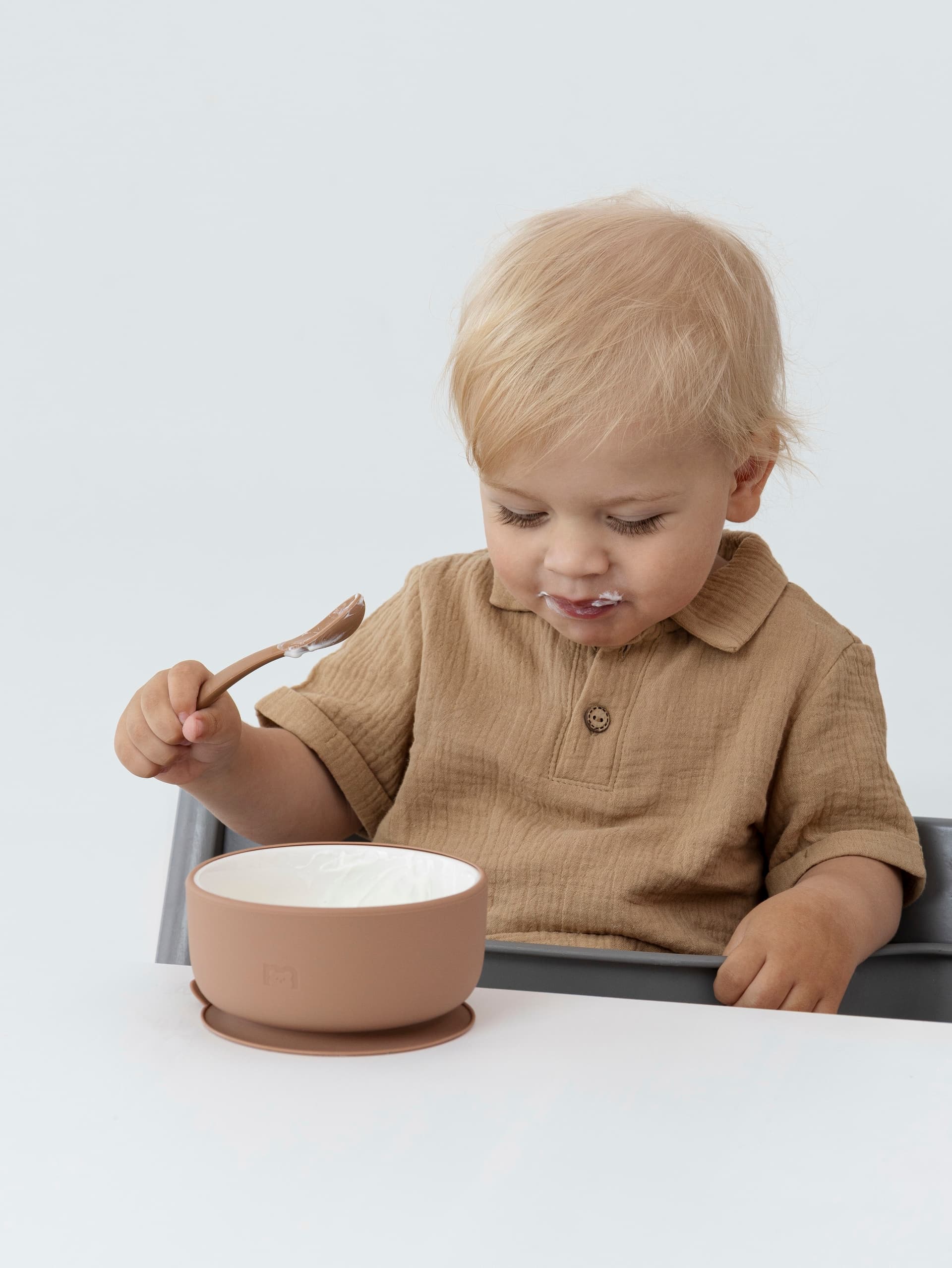 Фарфоровая миска на силиконовой присоске, Hazelnut