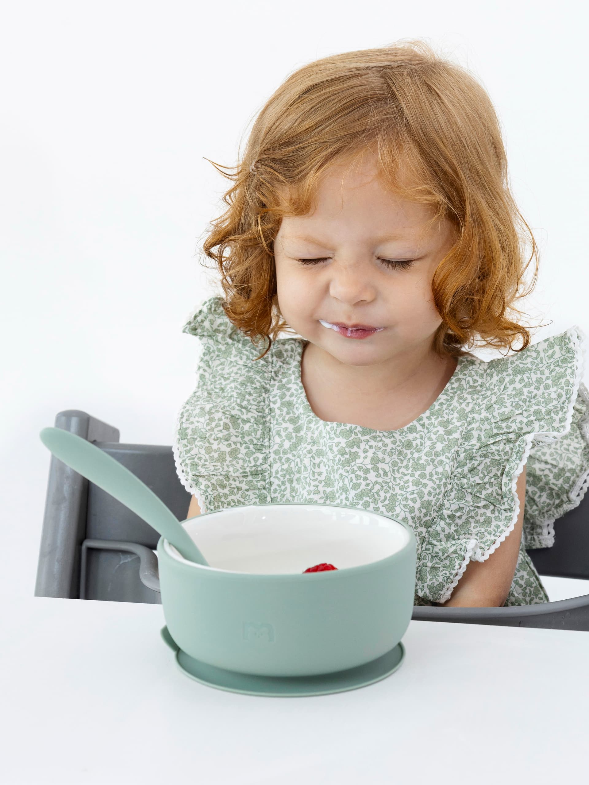 Фарфоровая миска на силиконовой присоске, Mint