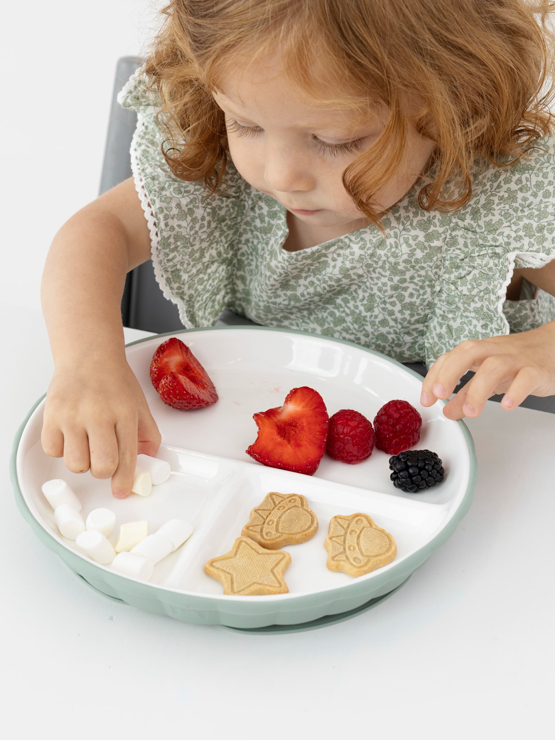 Фарфоровая тарелка секционная на силиконовой присоске, Mint