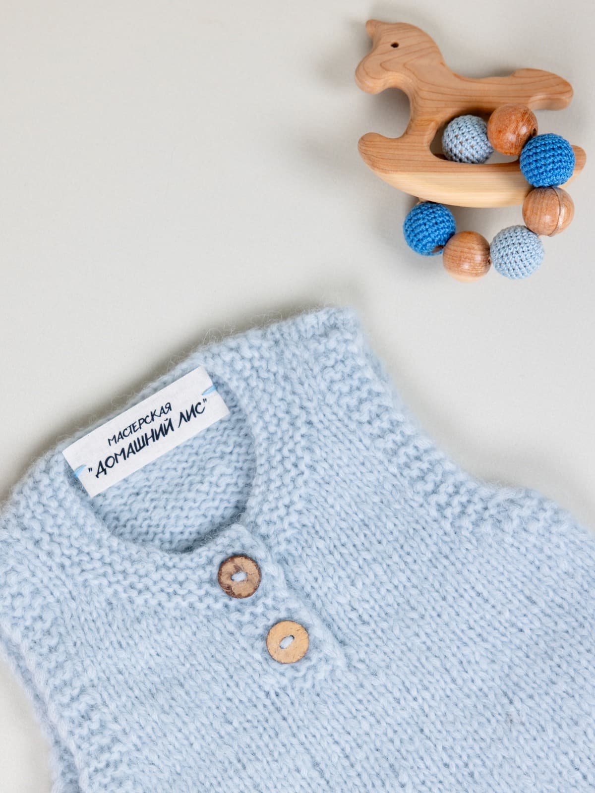 Ромпер для новорожденных из шерсти альпак, Голубой