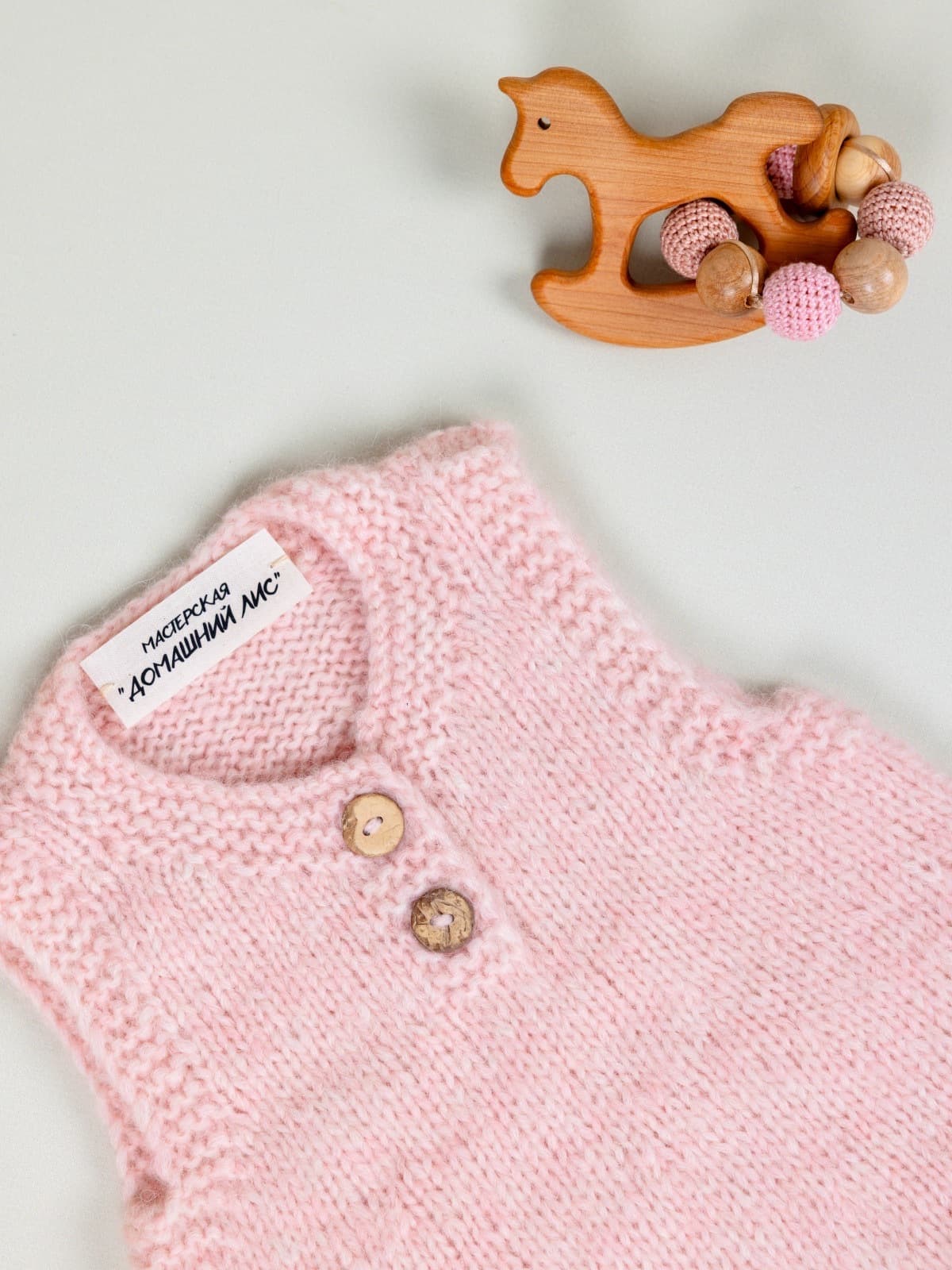 Ромпер для новорожденных из шерсти альпак, Розовый