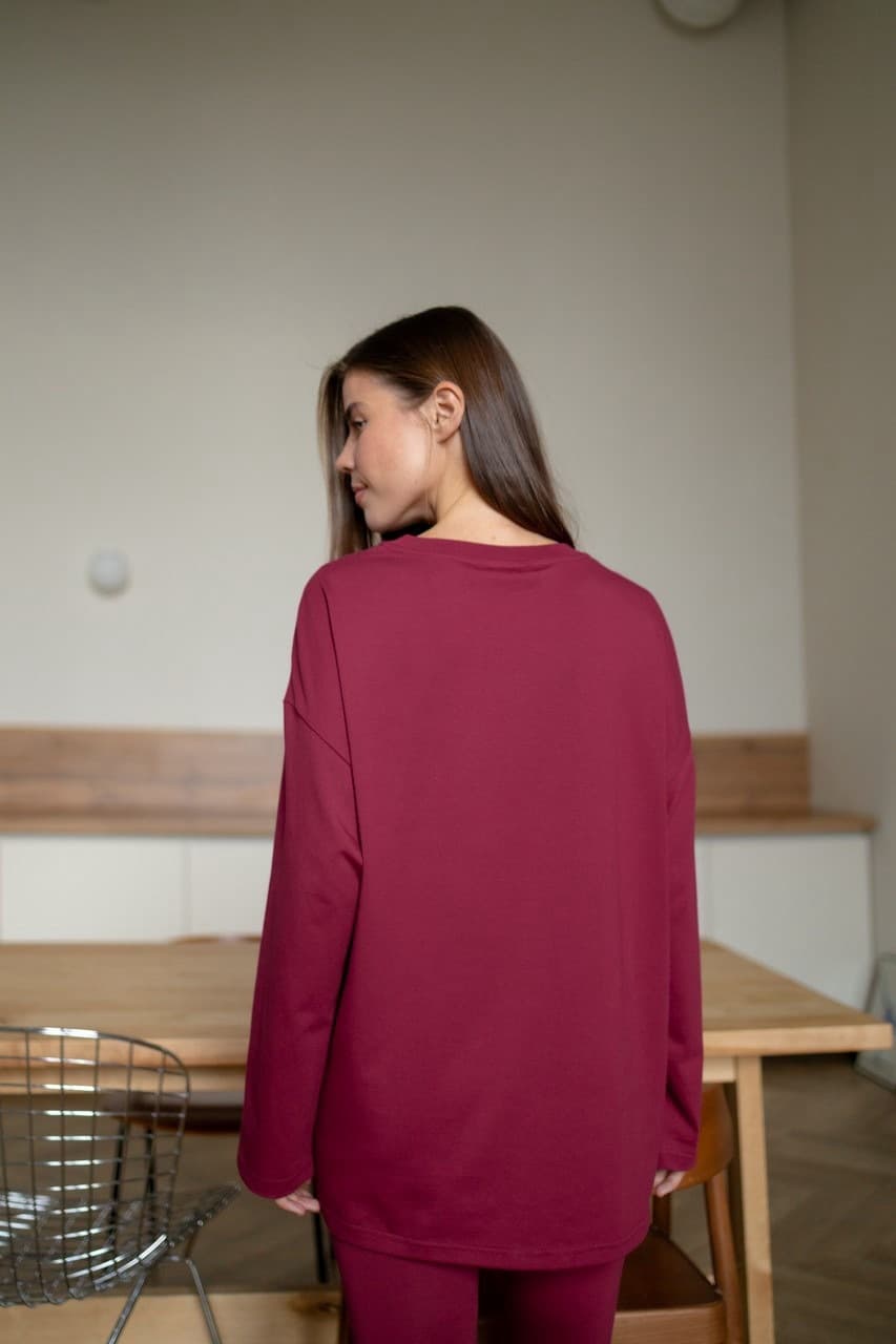 Лонгслив Basic для беременных и кормящих мам, Винный