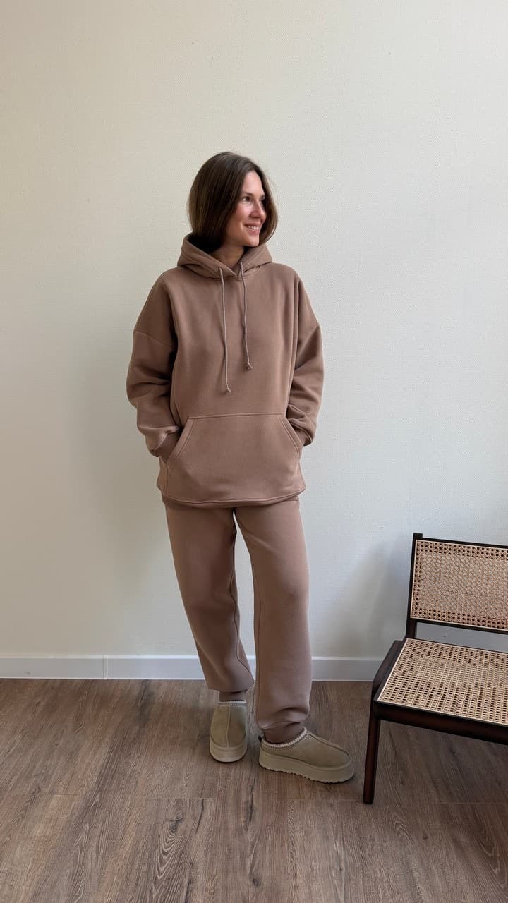 Худи Basic премиум утепленное для беременных и кормящих, Мокко