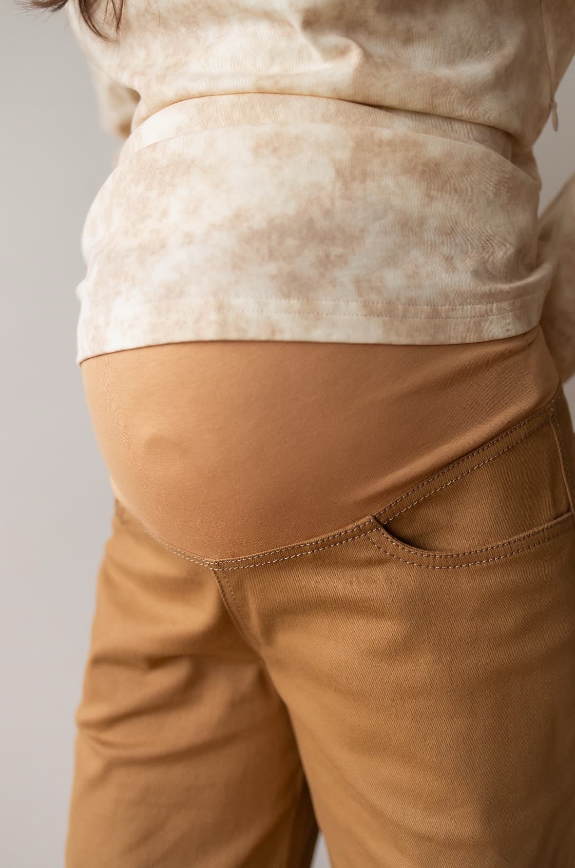 Джинсы для беременных свободные, Кэмэл