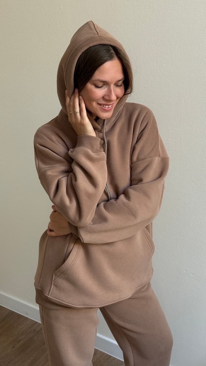 Худи Basic премиум утепленное для беременных и кормящих, Мокко