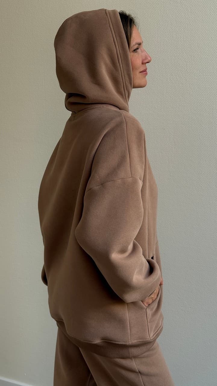 Худи Basic премиум утепленное для беременных и кормящих, Мокко