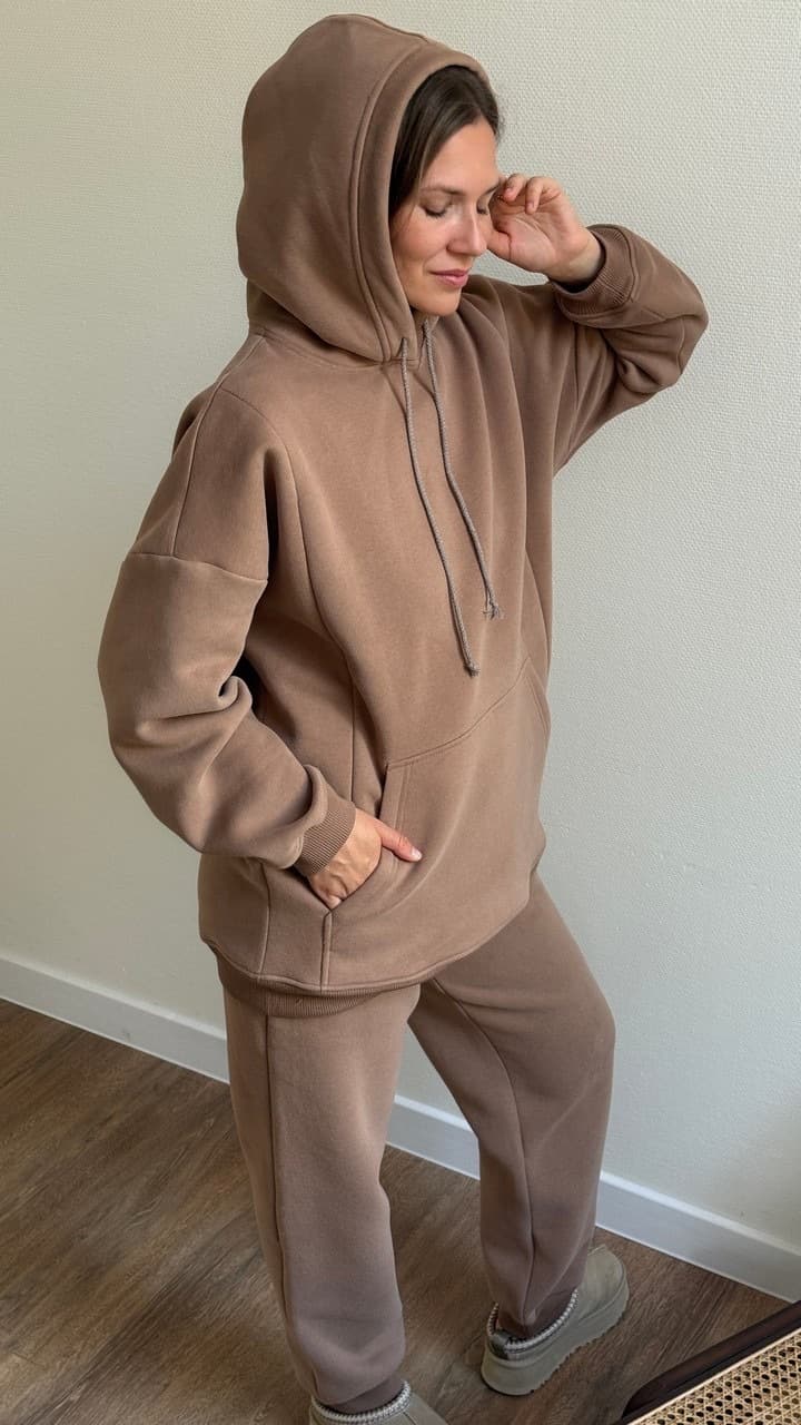 Худи Basic премиум утепленное для беременных и кормящих, Мокко