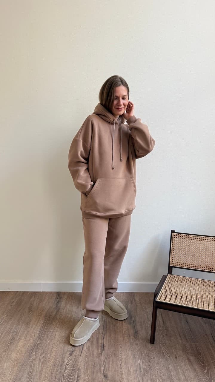 Худи Basic премиум утепленное для беременных и кормящих, Мокко