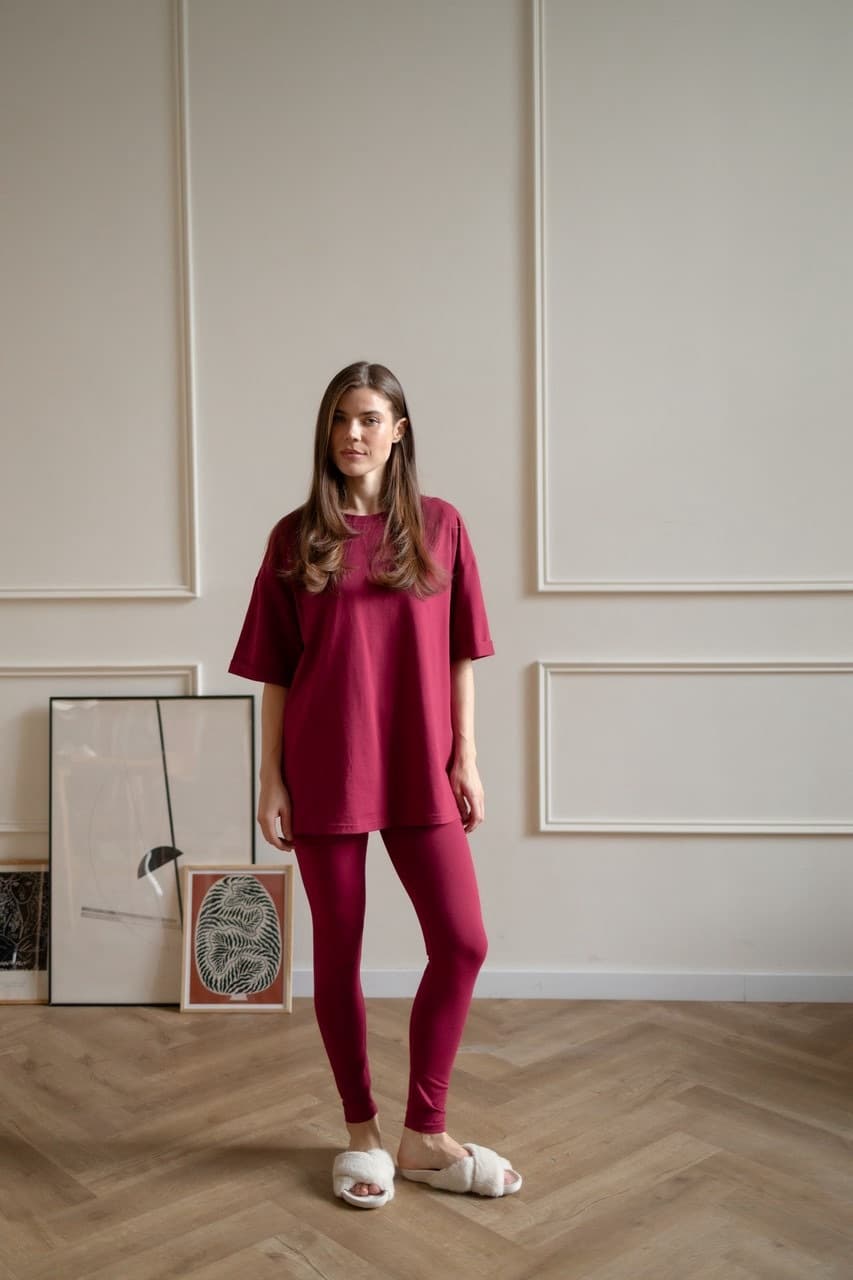 Футболка свободная, Винный