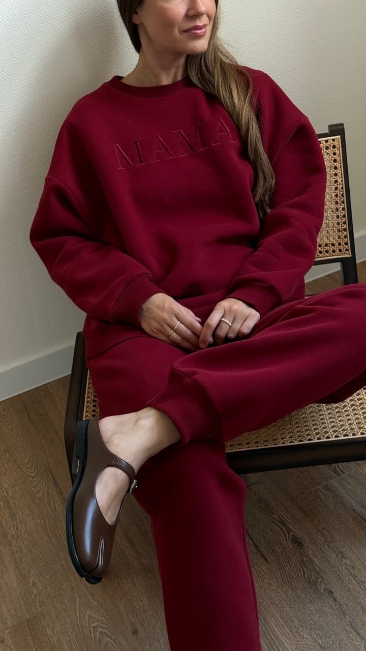 Свитшот Мама премиум утепленный для беременных и кормящих, Винный