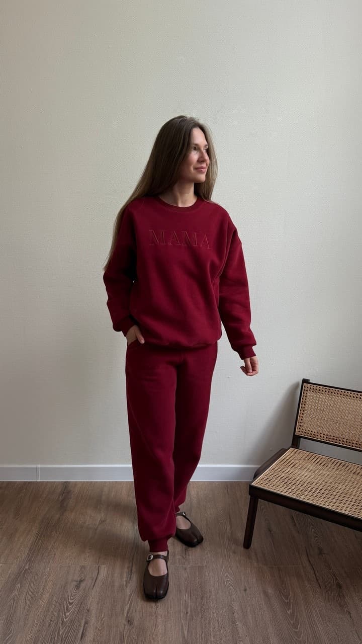 Свитшот Мама премиум утепленный для беременных и кормящих, Винный