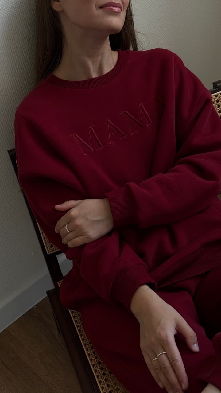 Свитшот Мама премиум утепленный для беременных и кормящих, Винный