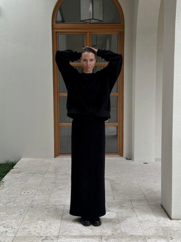 Костюм с юбкой, Черный