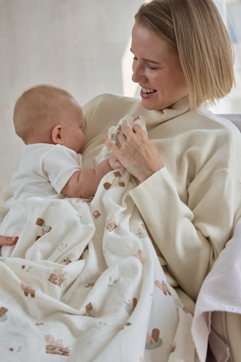 Пелёнки фланелевые BUBA KIDS, 3 шт., Бобры на хуторе/Речная вода/Бежевый, 95х115