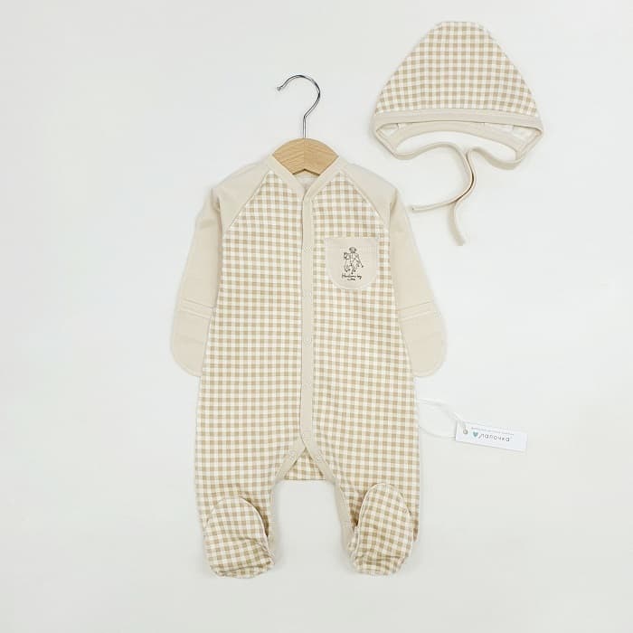 Комбинезон, Бежевый/клетка