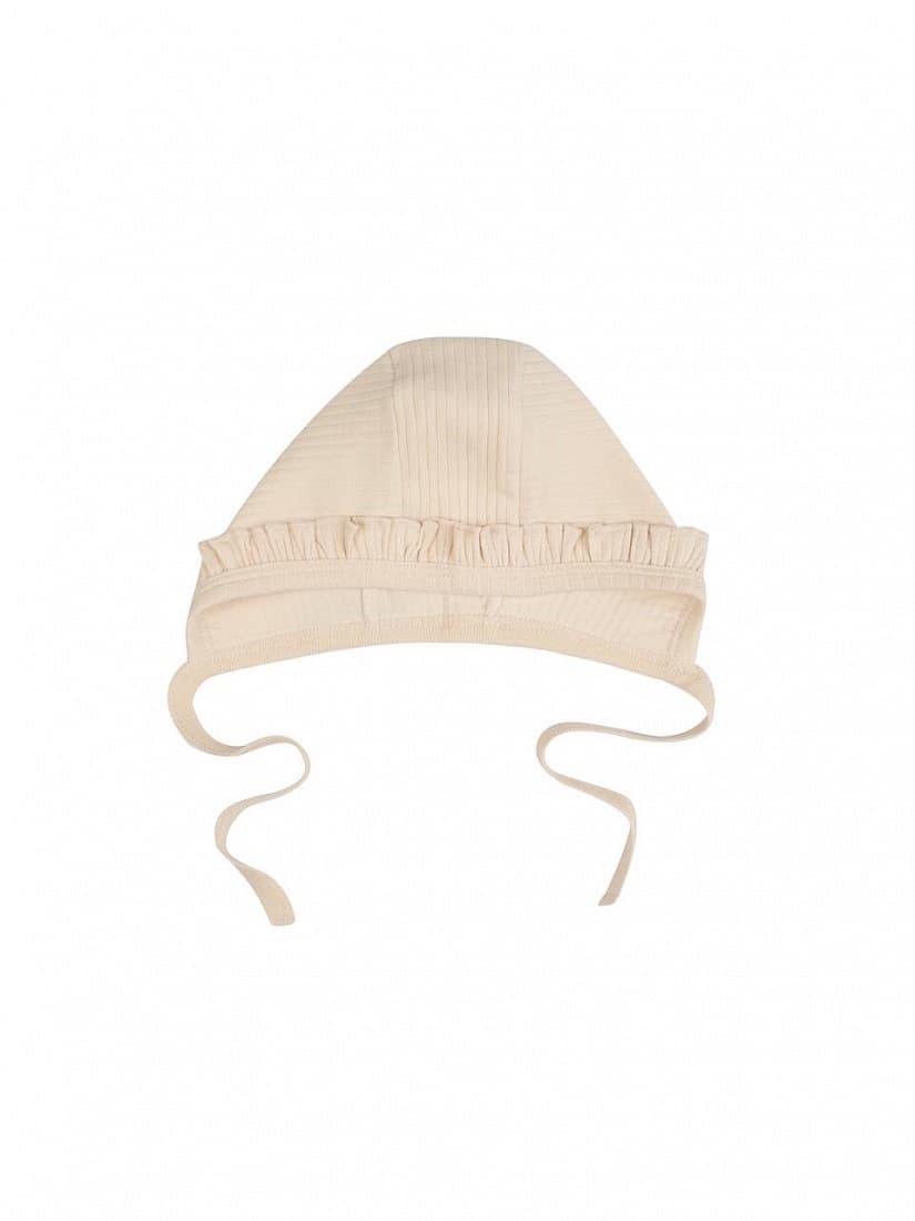 Чепчик в рубчик с рюшей, Натуральный