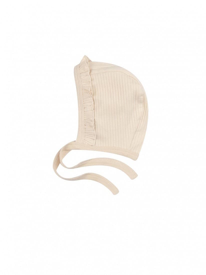 Чепчик в рубчик с рюшей, Натуральный
