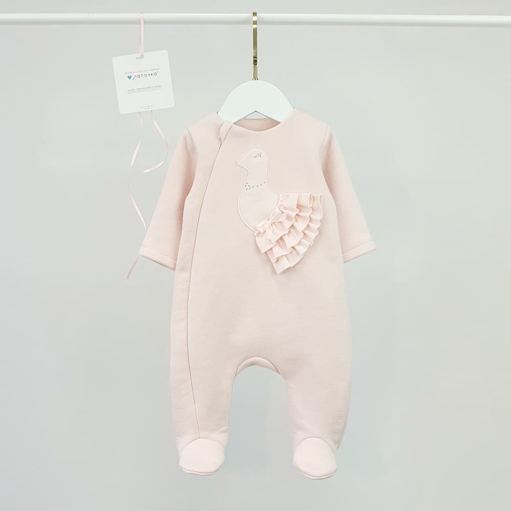 Комбинезон SoftTouch, Розовый жемчуг с лебедем