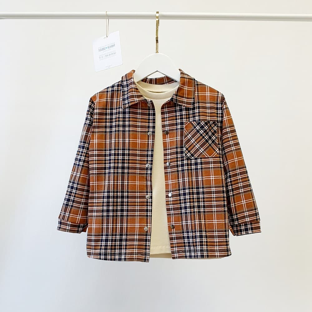 Рубашка, Бежевый в клетку