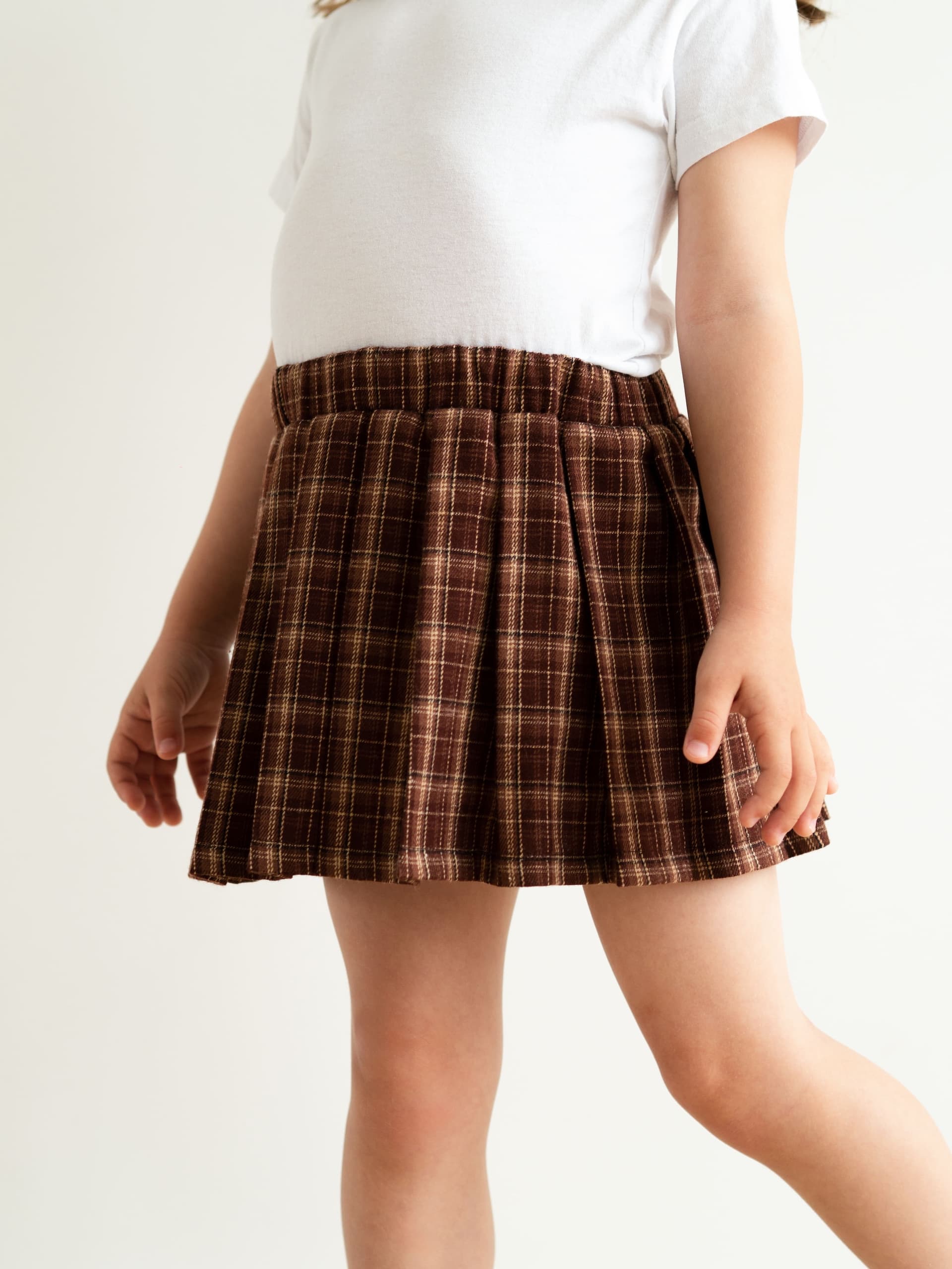 Юбка-шорты в клетку, Коричневый