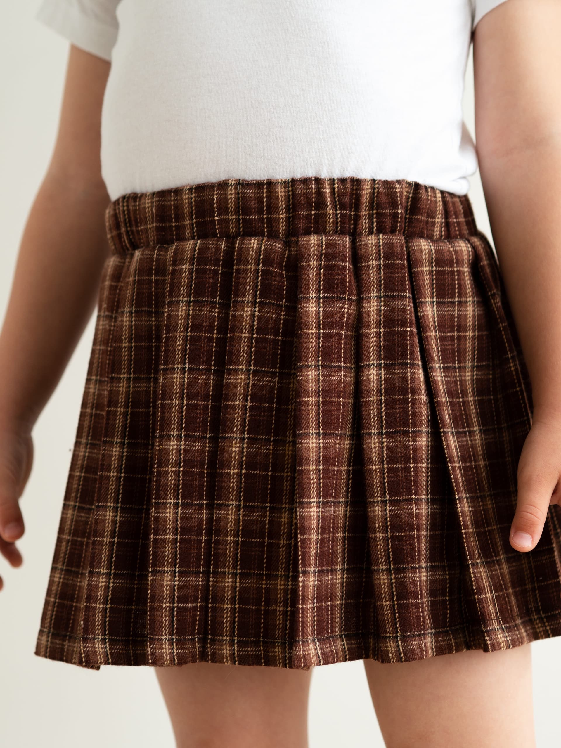 Юбка-шорты в клетку, Коричневый