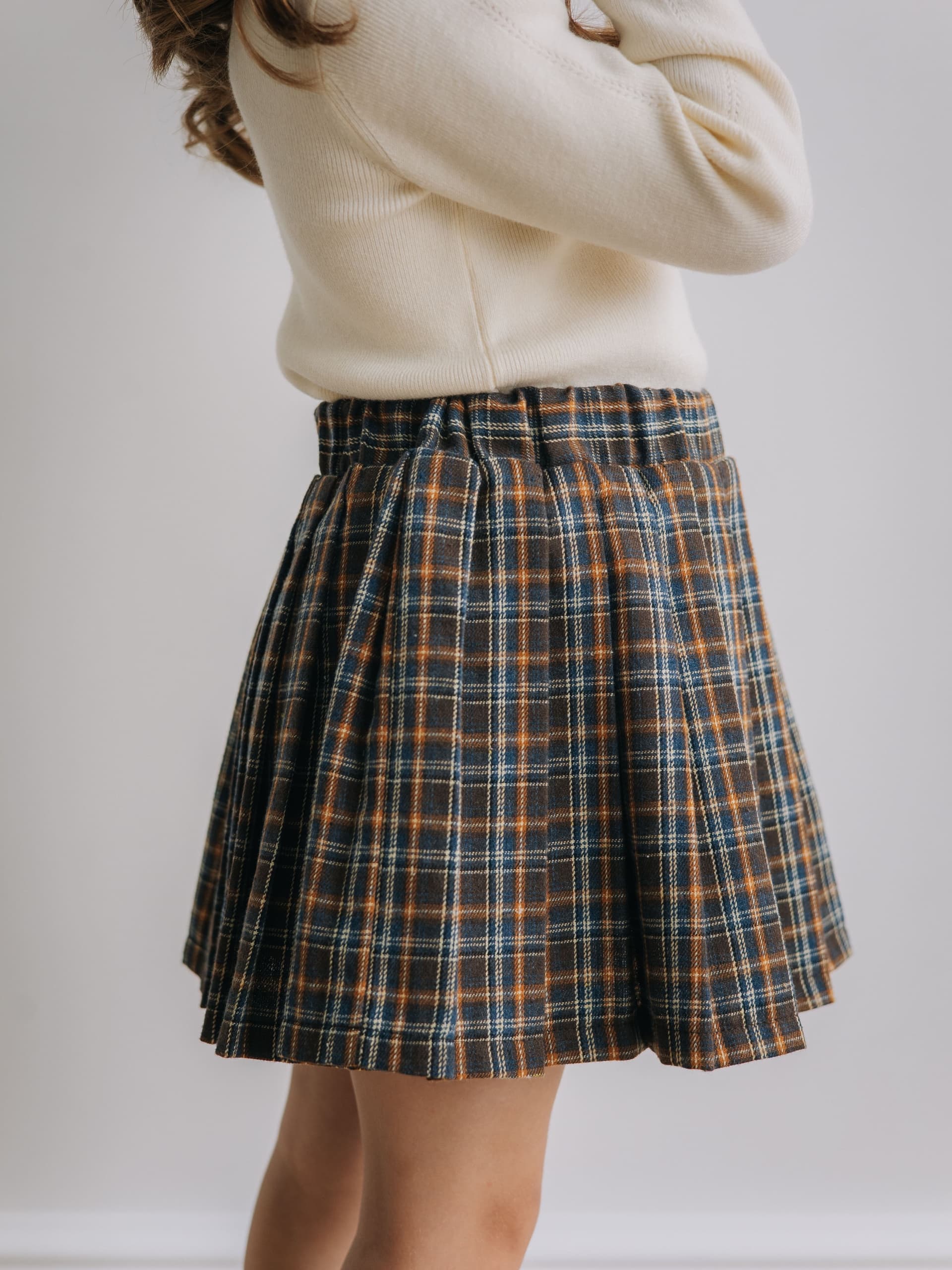 Юбка-шорты в клетку, Серый