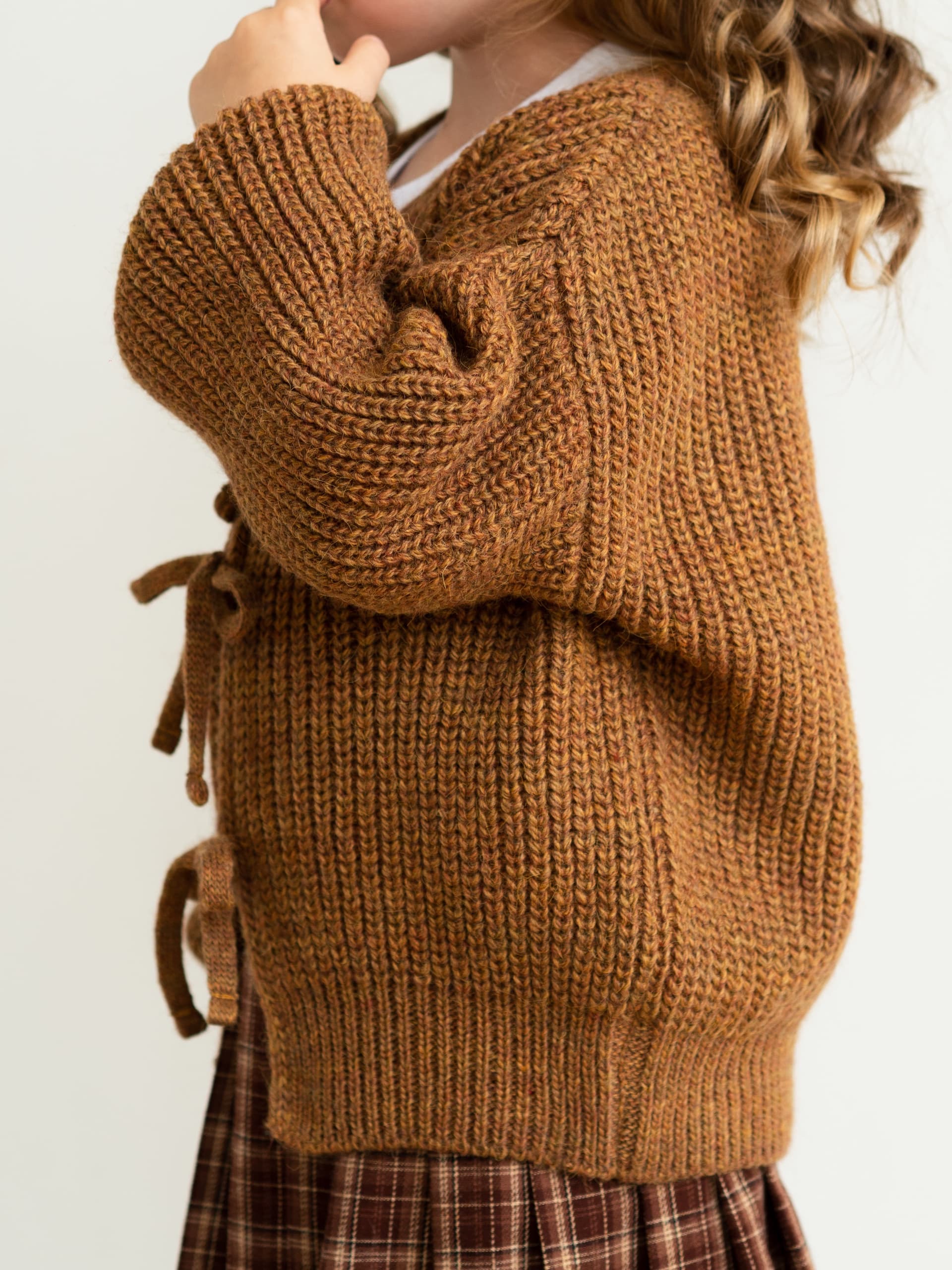 Кардиган с бантиками, Горчичный