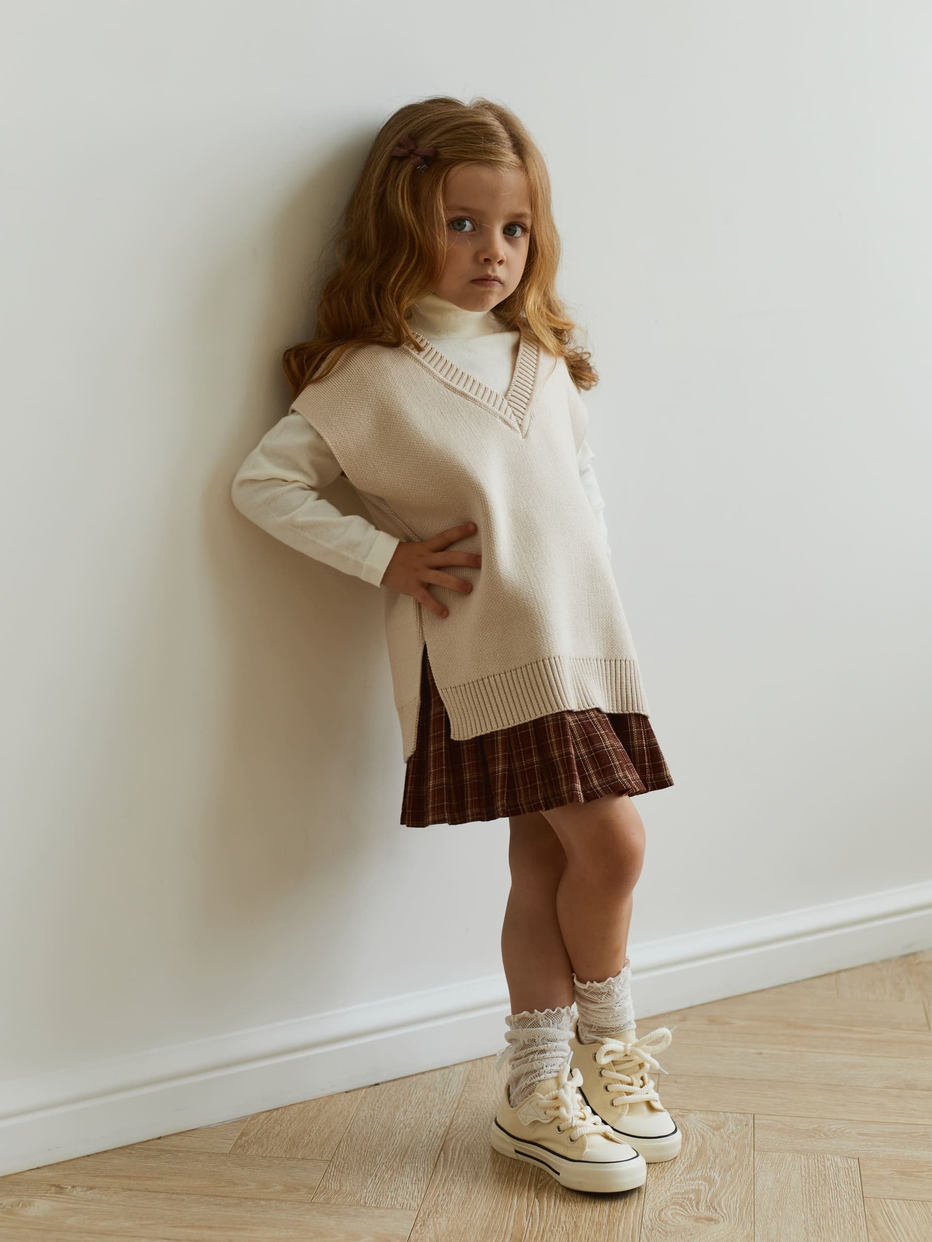 Юбка-шорты в клетку, Коричневый