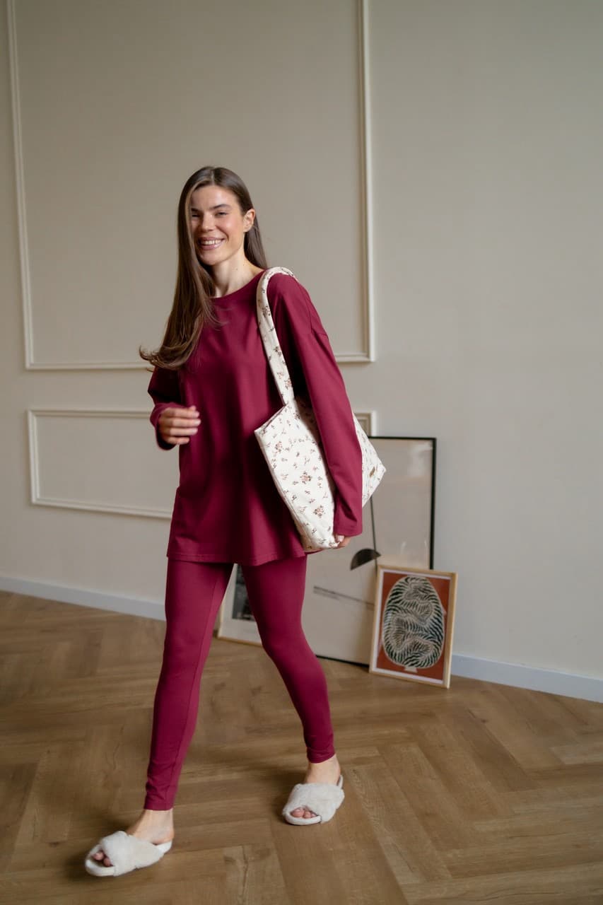 Легинсы с мягким поясом, Винный