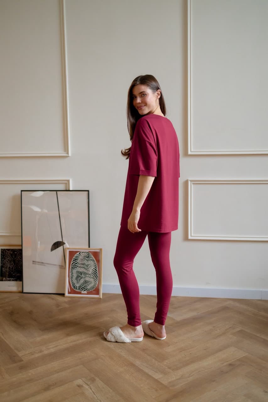 Легинсы с мягким поясом, Винный