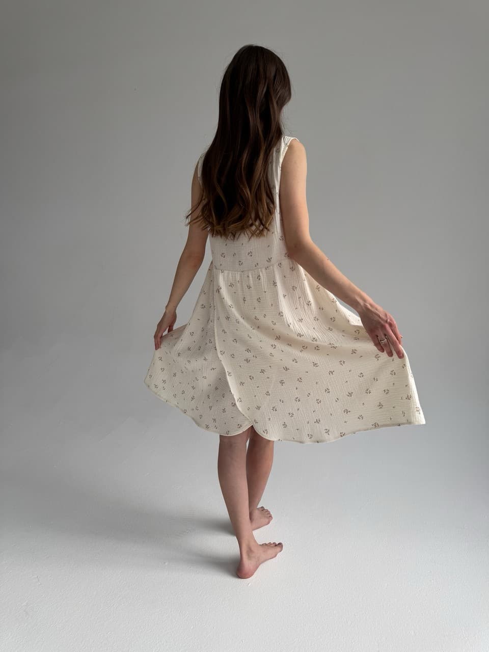 Платье на роды Благословение, Айвори с цветами